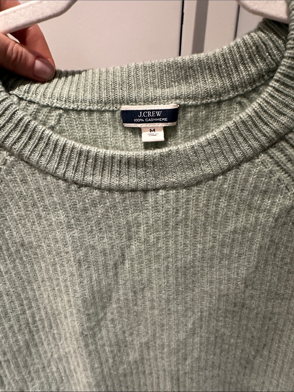J. Crew women’s Light Sage Green Cashmere Crewneck Sweater